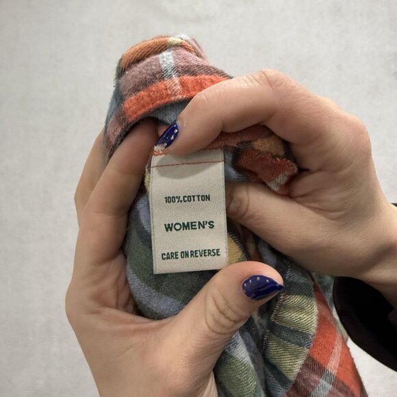 LL Bean Robe Womens Small Petite Red Green Plaid Flannel Cotton Lounge Wear - Picture 8 of 10